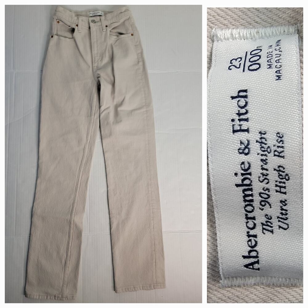 Abercrombie & Fitch Cream Straight Leg Jeans